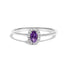 10K White Gold 5X3MM Oval Purple Amethyst and Diamond Accent Halo Ring (I-J Color, I1-I2 Clarity) - Ring Size 6.5 by Bids.com