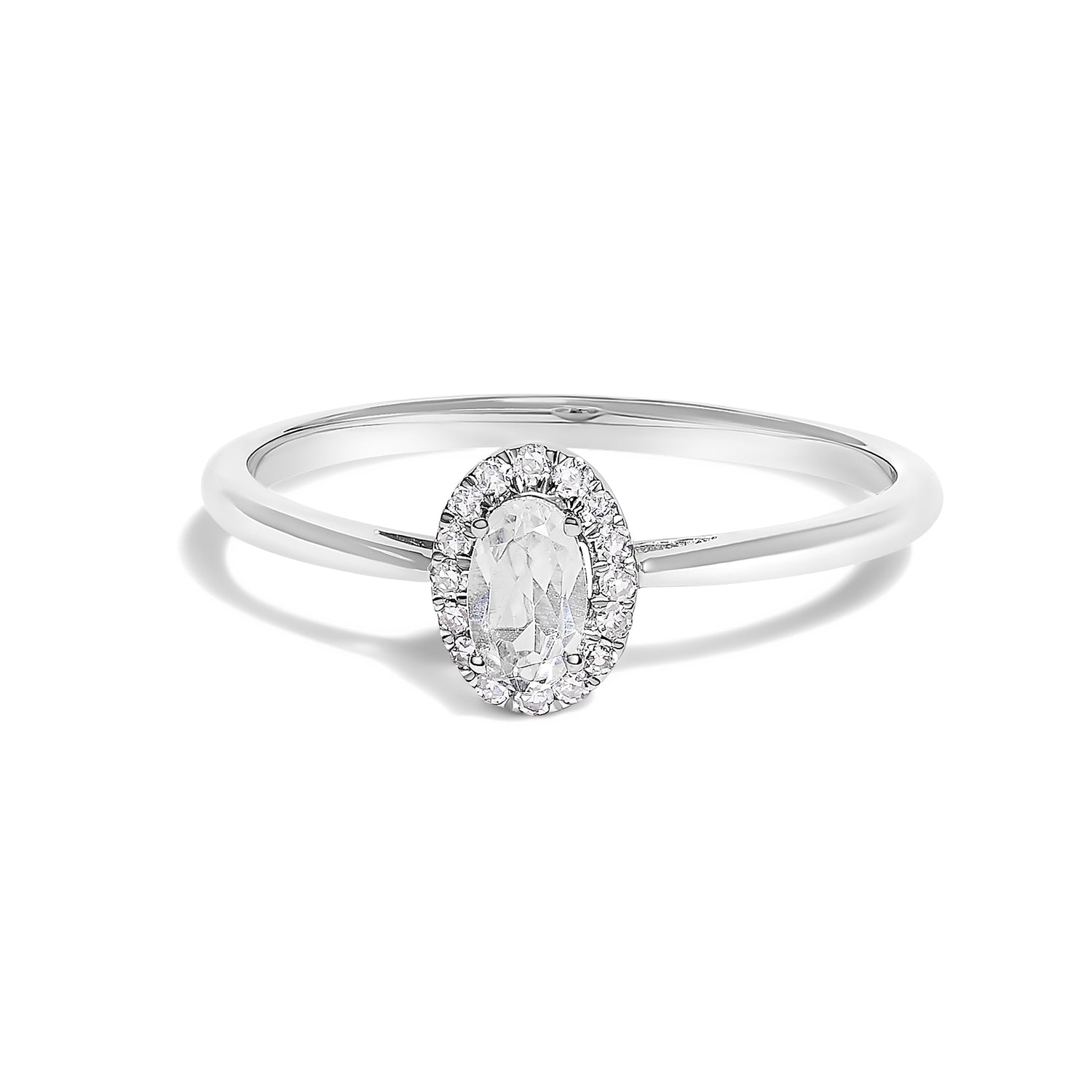 10K White Gold 5X3MM Oval Purple Amethyst and Diamond Accent Halo Ring (I-J Color, I1-I2 Clarity) - Ring Size 6.5 by Bids.com