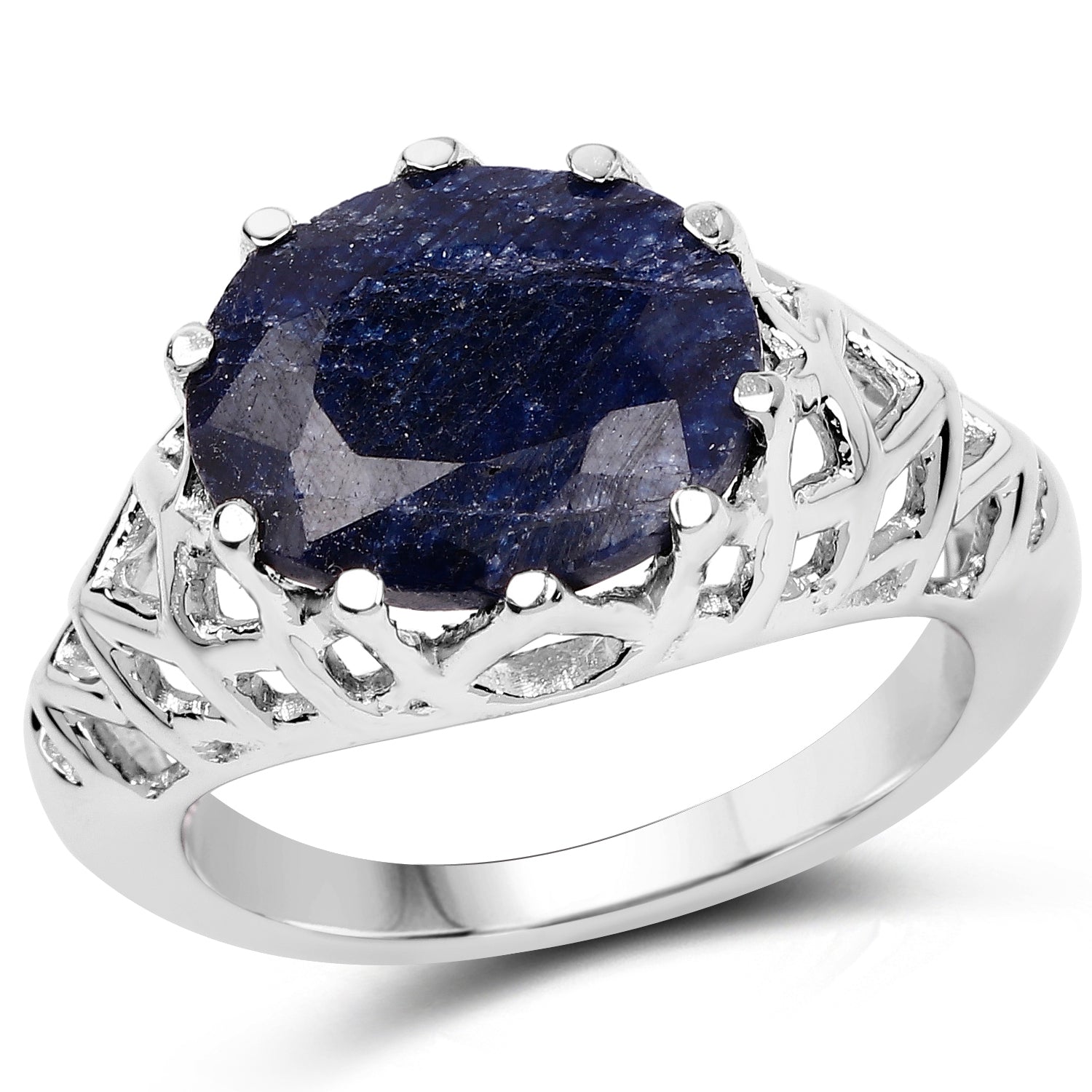 5.94 Carat Dyed Sapphire .925 Sterling Silver Ring by Bids.com