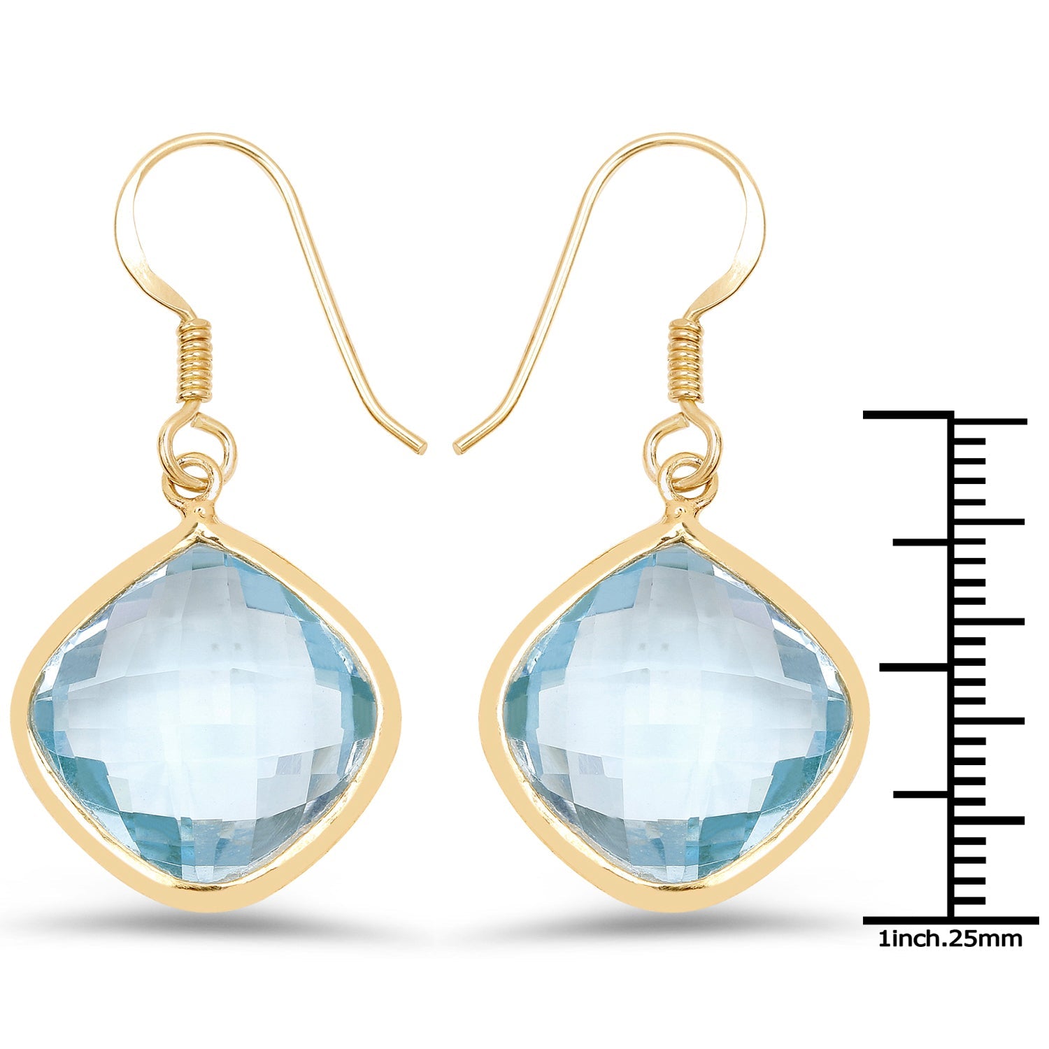 14K Yellow Gold Plated 29.00 Carat Genuine Blue Topaz .925 Sterling Silver Earrings by Bids.com