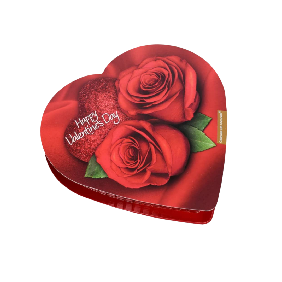 Celebrate with Chocolate Red Roses Valentine Heart Box (2oz) by Farmacias Savia