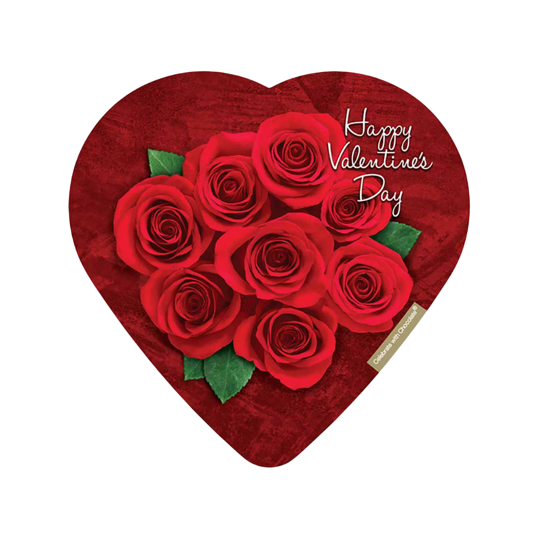 Celebrate with Chocolate Red Roses and Glitter Heart Valentine Box (3.2oz) by Farmacias Savia