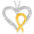 .925 Sterling Silver Two Toned 1/25 cttw Diamond Heart-Ribbon Pendant Necklace (I-J, I2-I3)  DestGlow