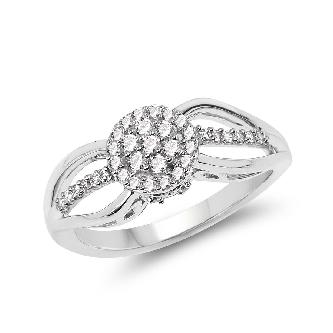 0.25 Carat Genuine White Diamond 14K White Gold Ring (E-F Color, SI Clarity) by Bids.com