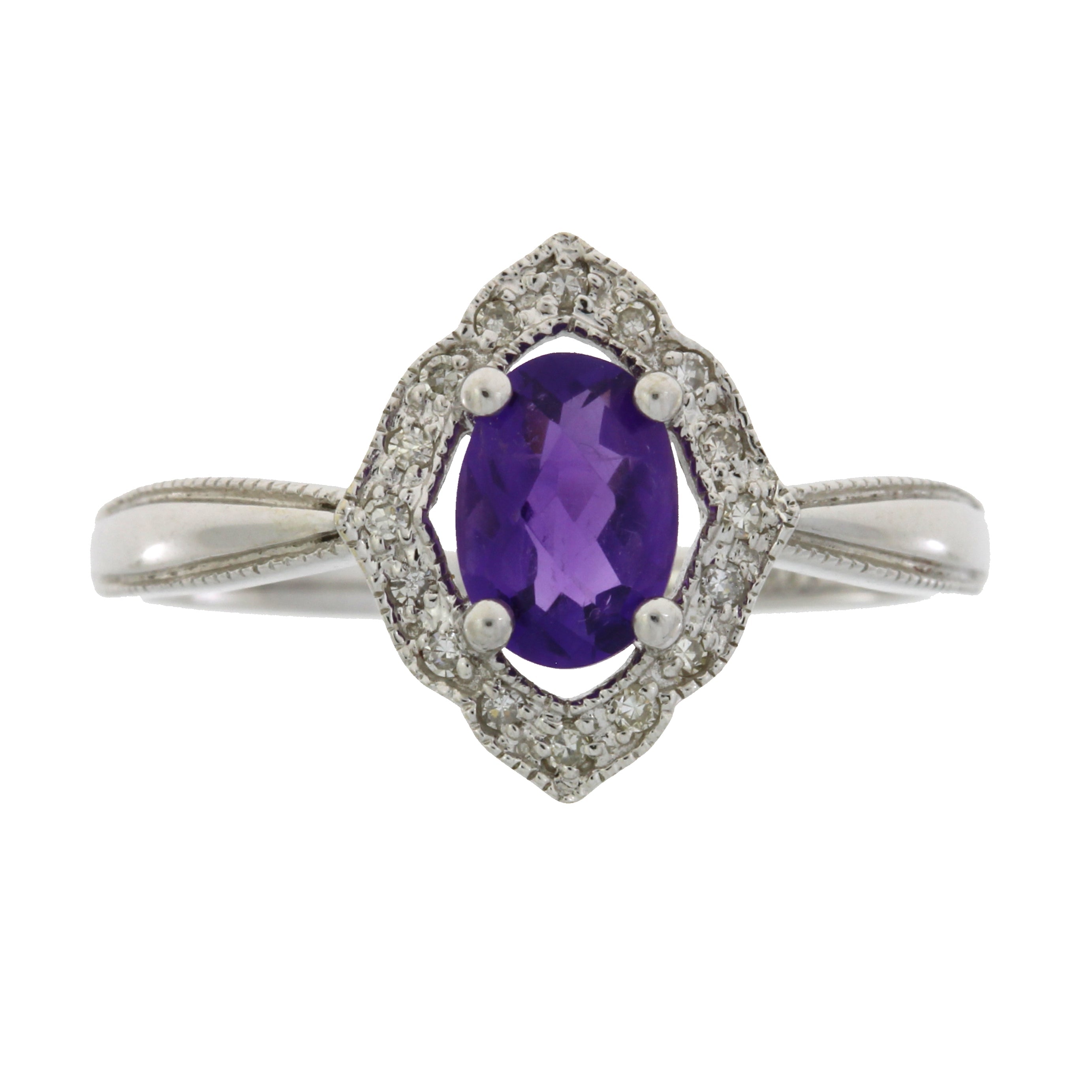 Natural 1.06ct Amethyst Diamond Ring 14KT White Gold by Bids.com
