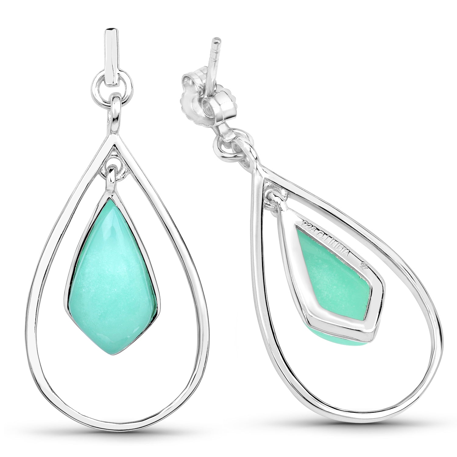 8.80 Carat Genuine Crysopharse .925 Sterling Silver Earrings  DestGlow