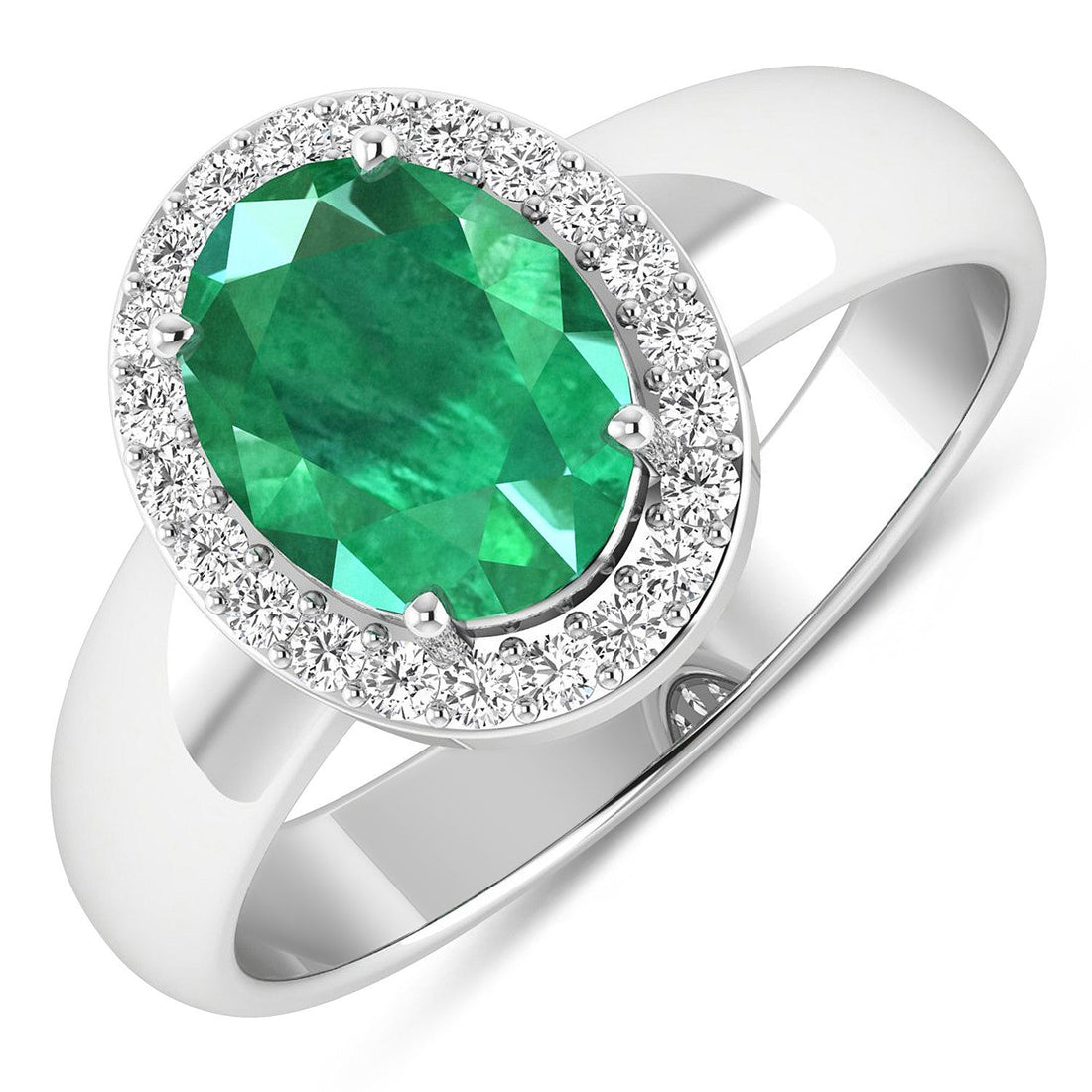 1.87 Carat Genuine Zambian Emerald and White Diamond 14K White Gold Ring by Bids.com