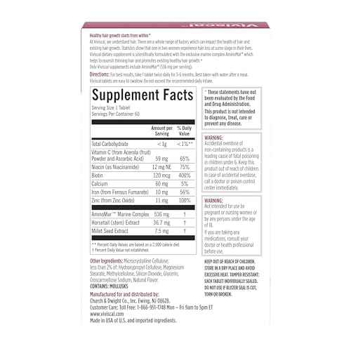 Viviscal Hair Growth Supplements For Women For Thicker, Fuller Hair, Nourishes Thinning &amp; Loss, With Proprietary Collagen Complex, 180 Tablets, 3 Month Supply