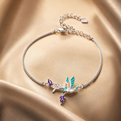 925 Sterling Silver Enamel Plated Platinum Bracelet with CZ, Adjustable Length for Women  DestGlow