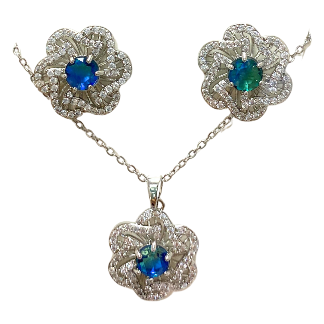 Floral &amp; Gemstone Necklace and Earrings Set – Multiple Styles  DestGlow