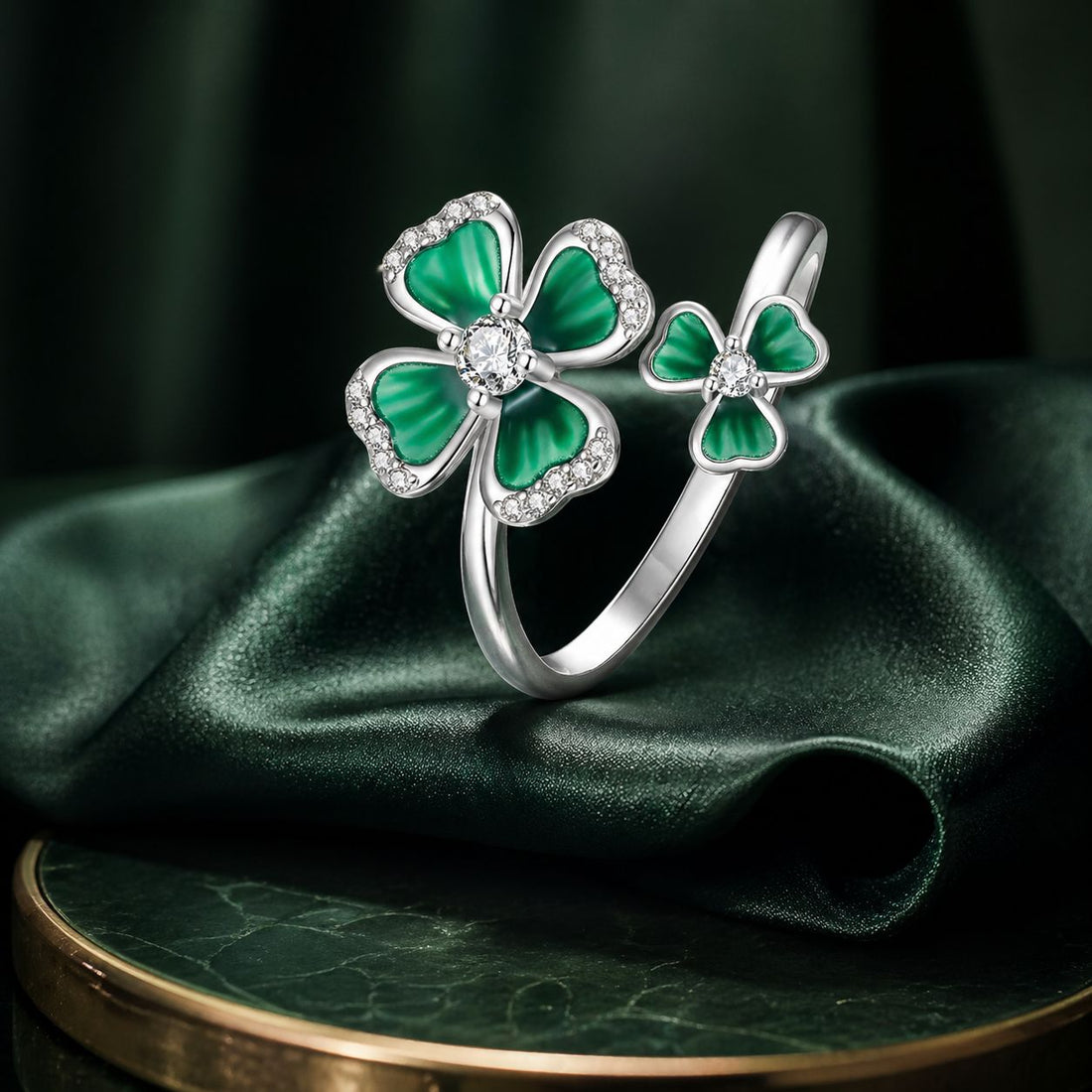 925 Sterling Silver Enamel Pavé CZ Ring for Women  DestGlow