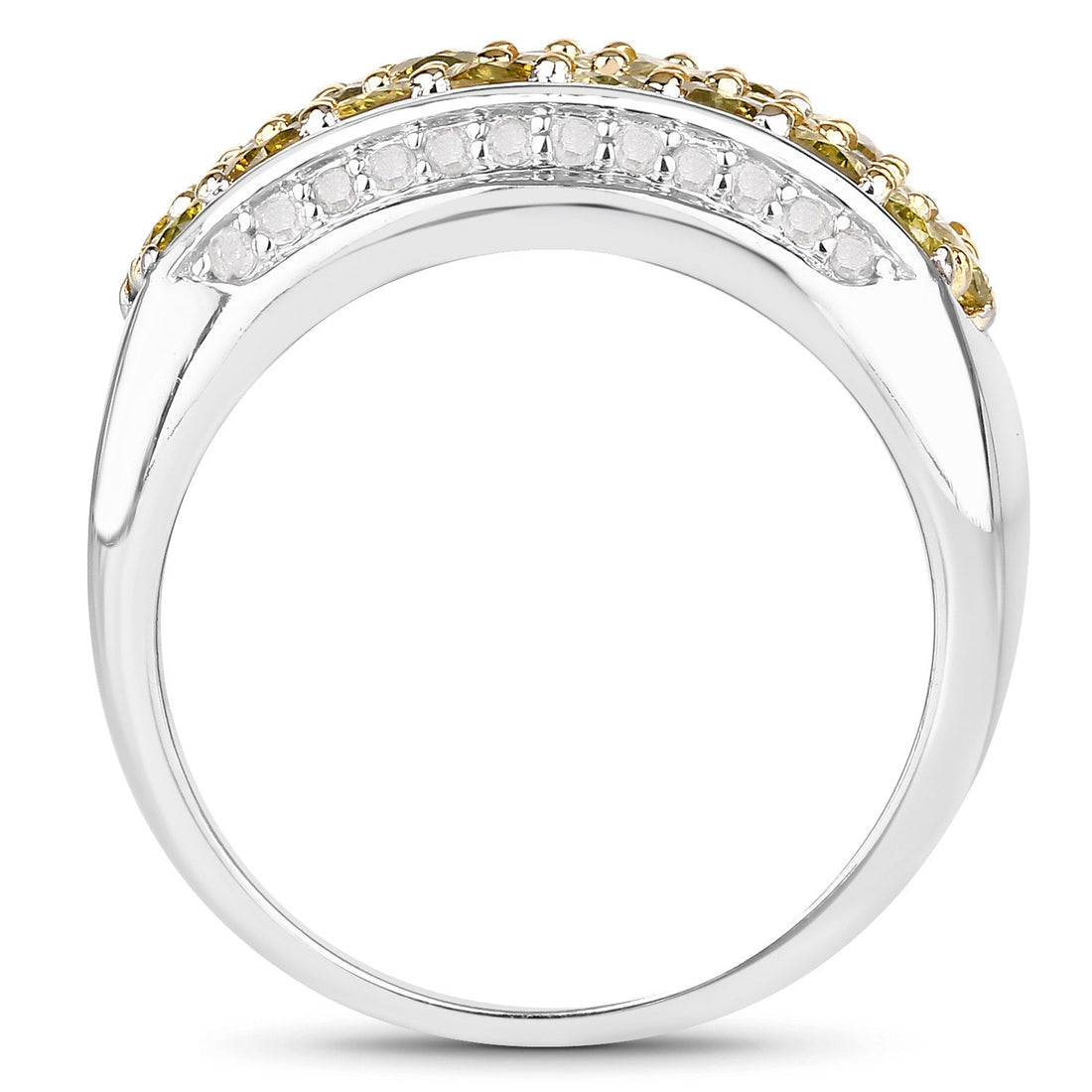 1.91 Carat Genuine Yellow Diamond and White Diamond .925 Sterling Silver Ring by Bids.com