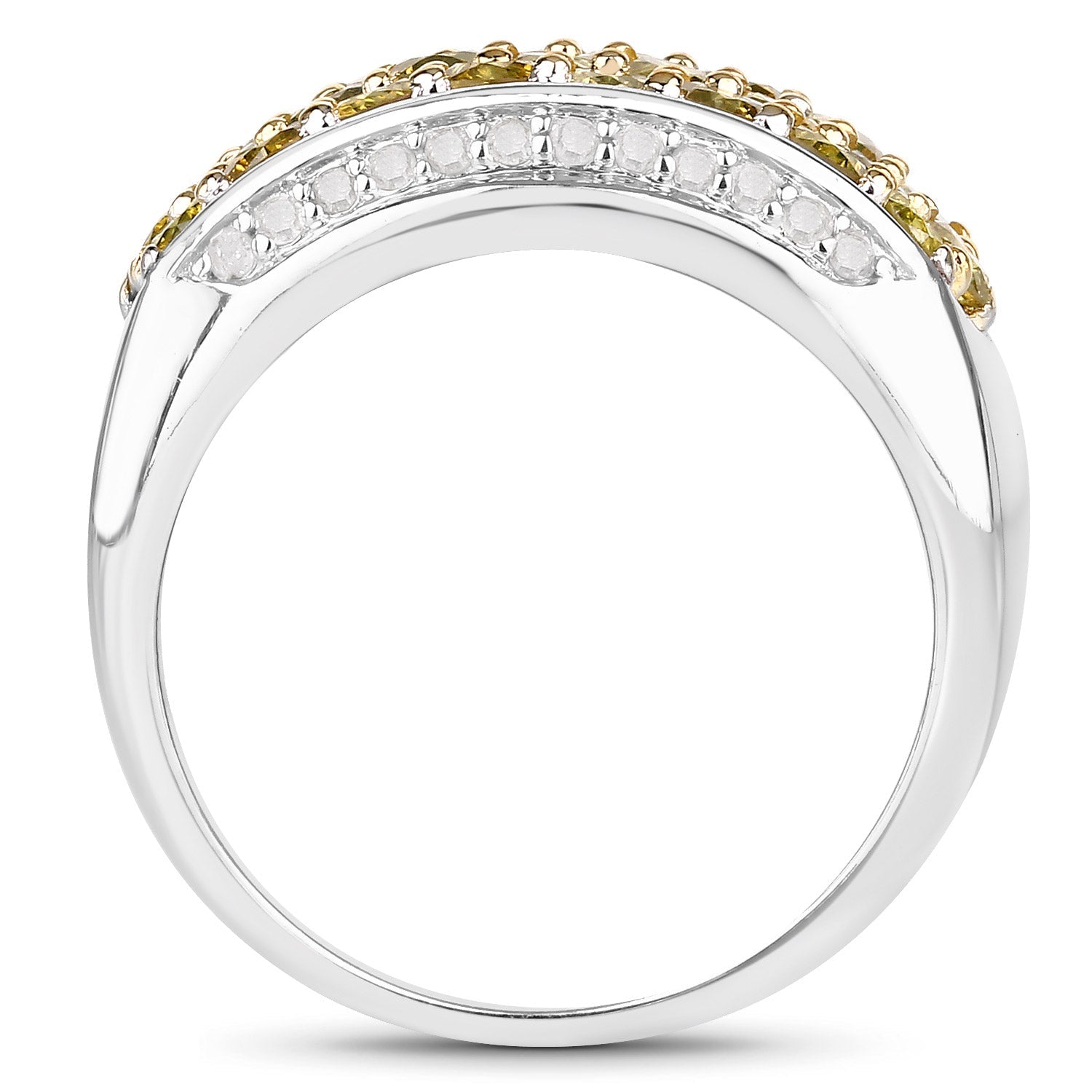1.91 Carat Genuine Yellow Diamond and White Diamond .925 Sterling Silver Ring by Bids.com