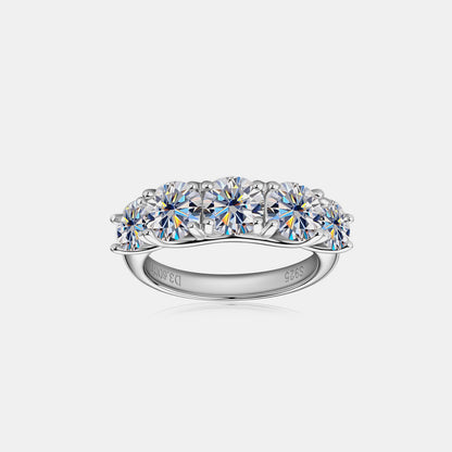 3.6 Carat 5 Stone Brilliant Round Cut Sparkala™ Pure Sterling Silver 5 Stone Ring by Sparkala
