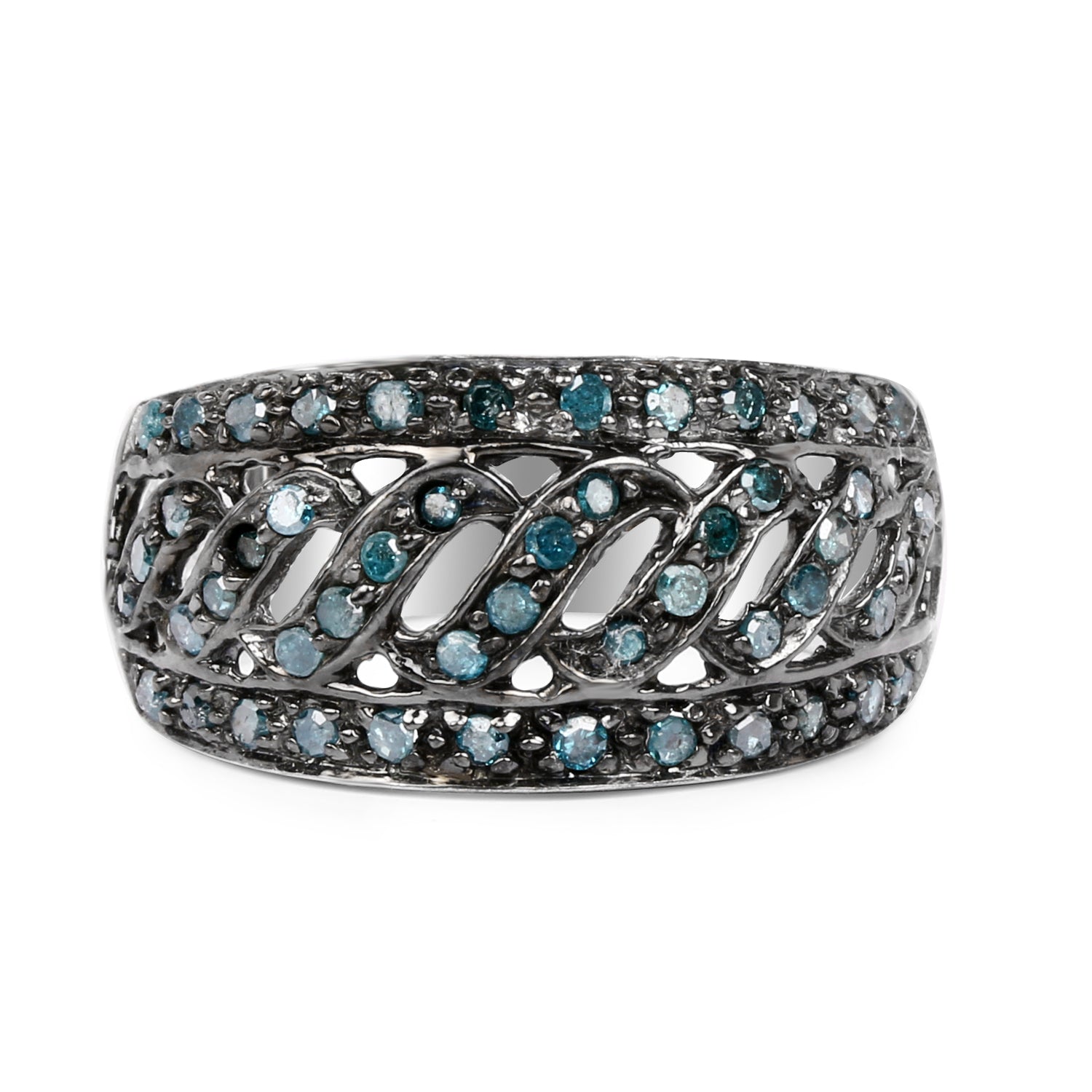 0.60 Carat Genuine Blue Diamond .925 Sterling Silver Ring by Bids.com