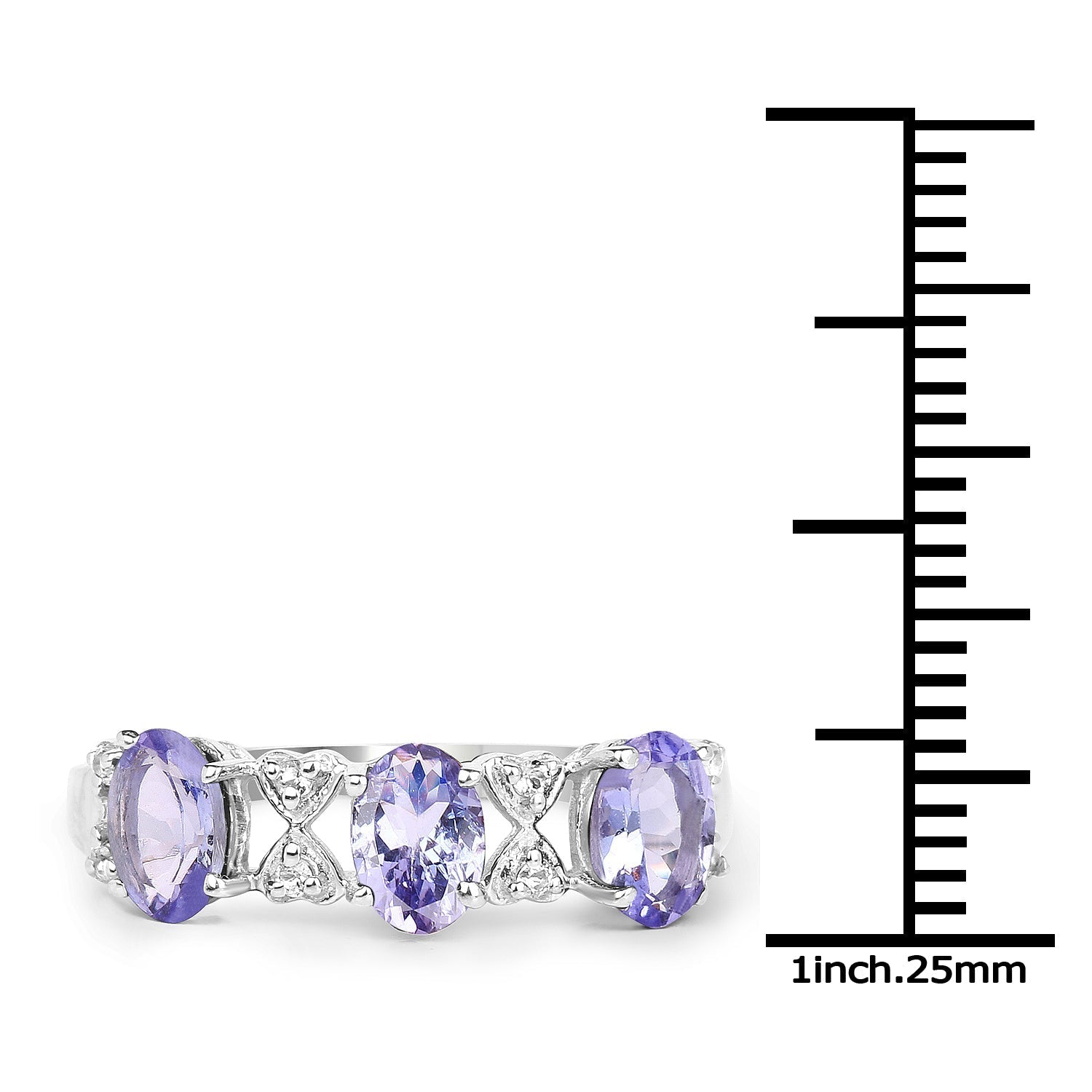 1.40 Carat Genuine Tanzanite and White Topaz .925 Sterling Silver Ring  DestGlow