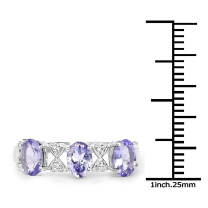 1.40 Carat Genuine Tanzanite and White Topaz .925 Sterling Silver Ring  DestGlow