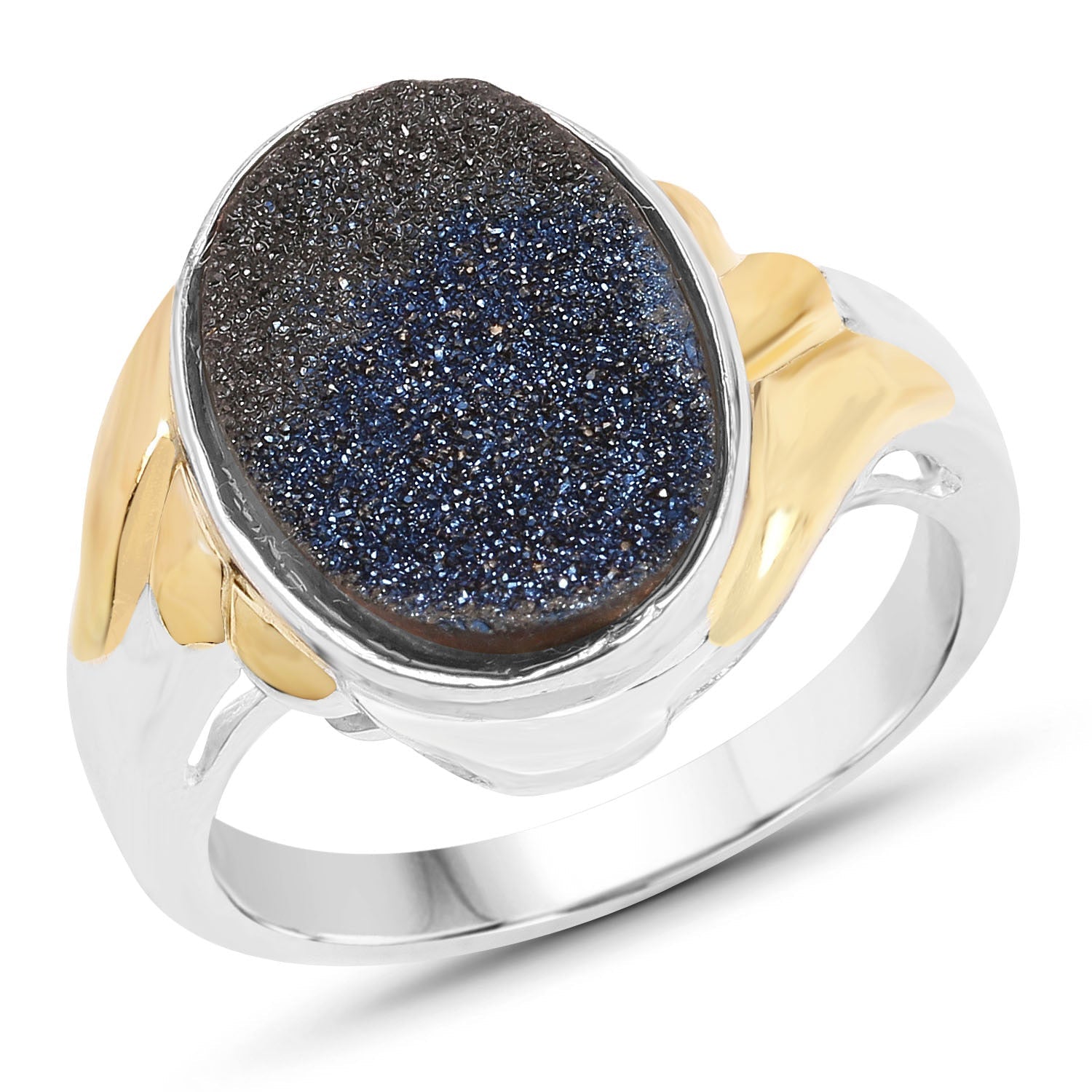 3.25 Carat Genuine Cobalt Blue Drusy .925 Sterling Silver Ring by Bids.com