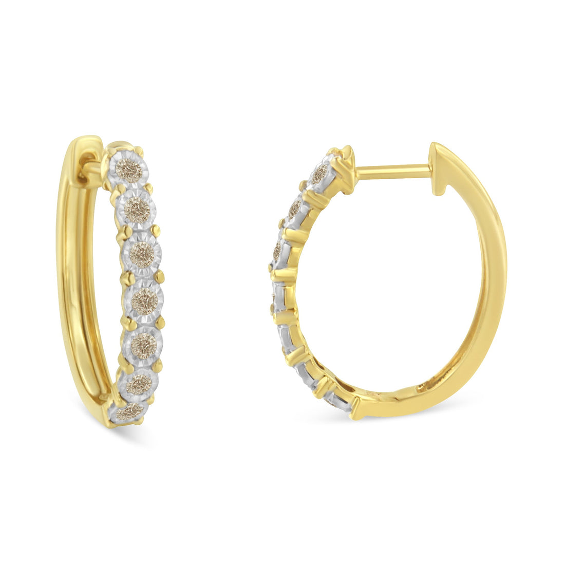 10KT Two-Toned Gold Diamond Hoop Earring (1/2 cttw, J-K Color, I2-I3 Clarity) by Bids.com