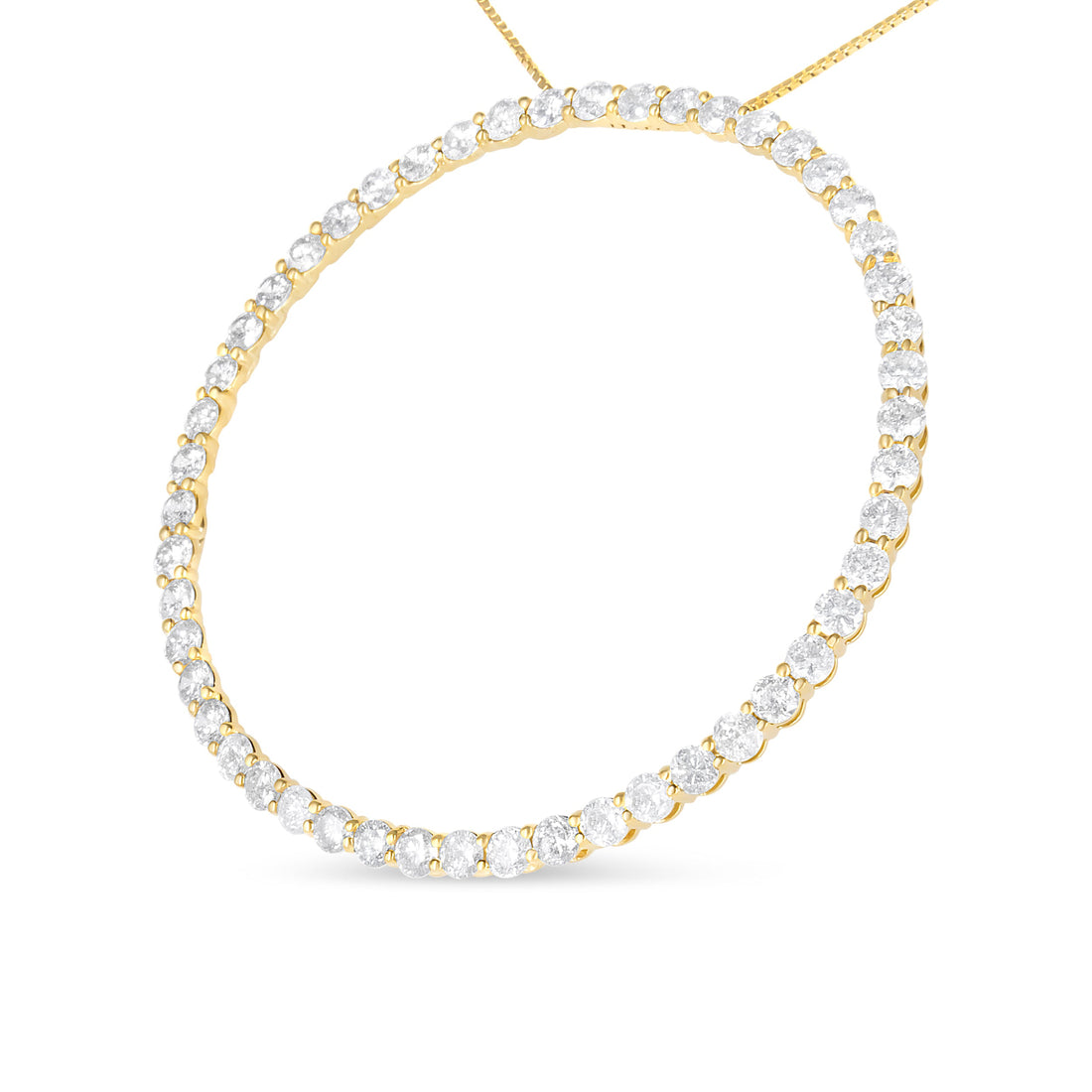 10K Yellow Gold Plated .925 Sterling Silver 4 Cttw Diamond Circle Hoop 18" Pendant Necklace (J-K Color, I1-I2 Clarity) by Bids.com