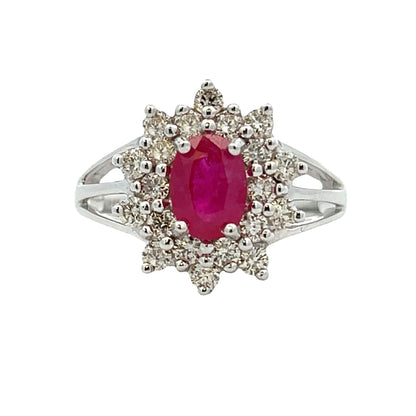 Natural 1.65ct Ruby Diamond Ring 14KT White Gold by Bids.com