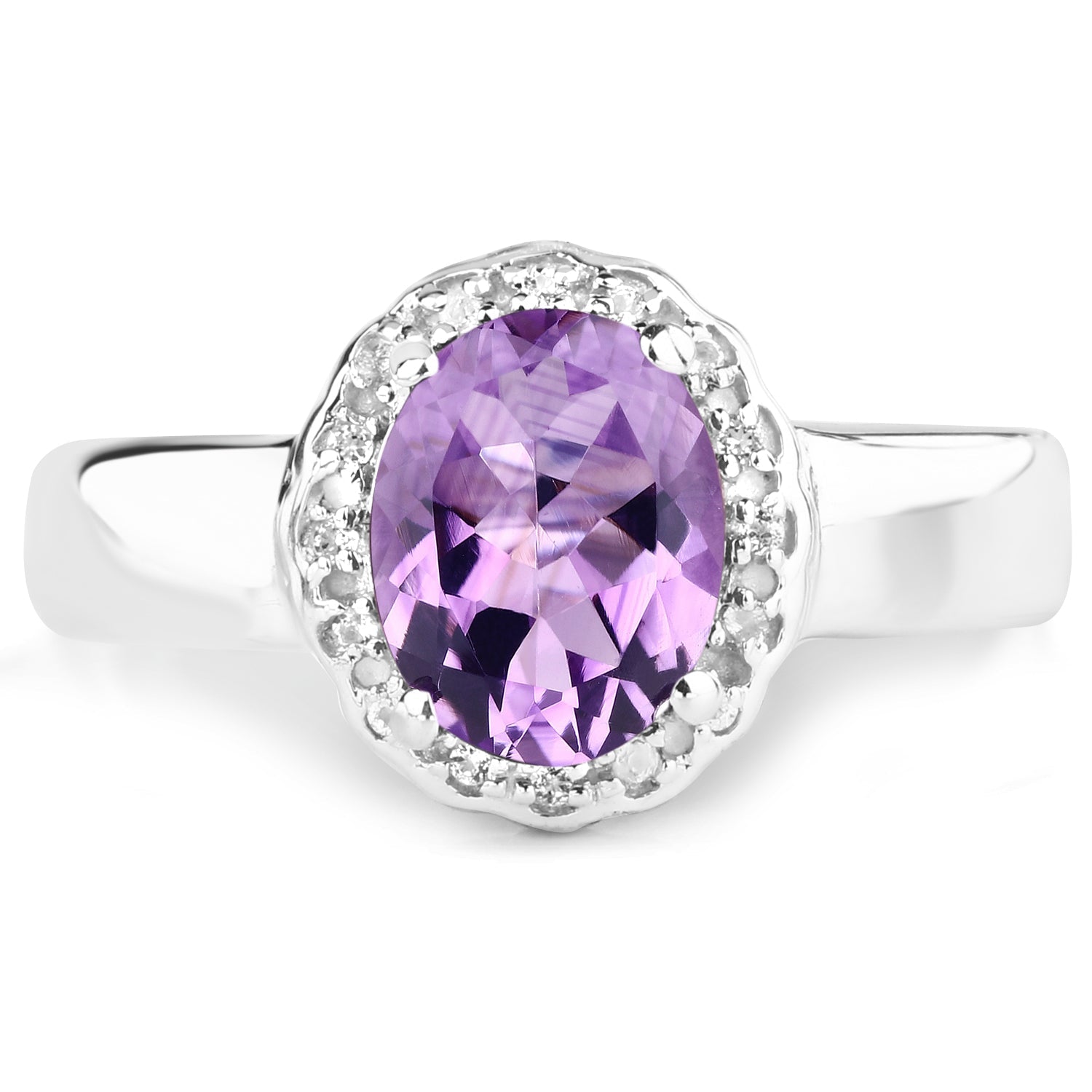 1.68 Carat Genuine Amethyst and White Topaz .925 Sterling Silver Ring by Bids.com