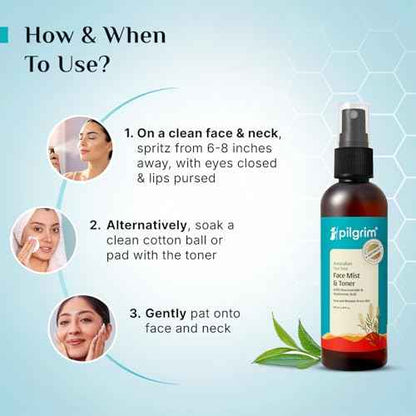 Pilgrim Tea Tree &amp; 2% Niacinamide Face Toner For Oily Skin, Acne &amp; Blemish Prone Skin, Pore Cleansing &amp; Glowing Skin