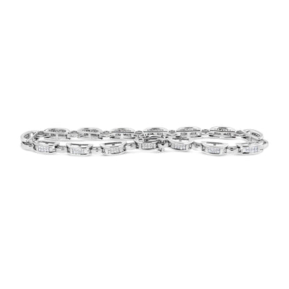 14K White Gold 1.00 Cttw Princess-Cut Diamond Link Bracelet (I-J Color, I1-I2 Clarity) - Size 7.25 by Bids.com