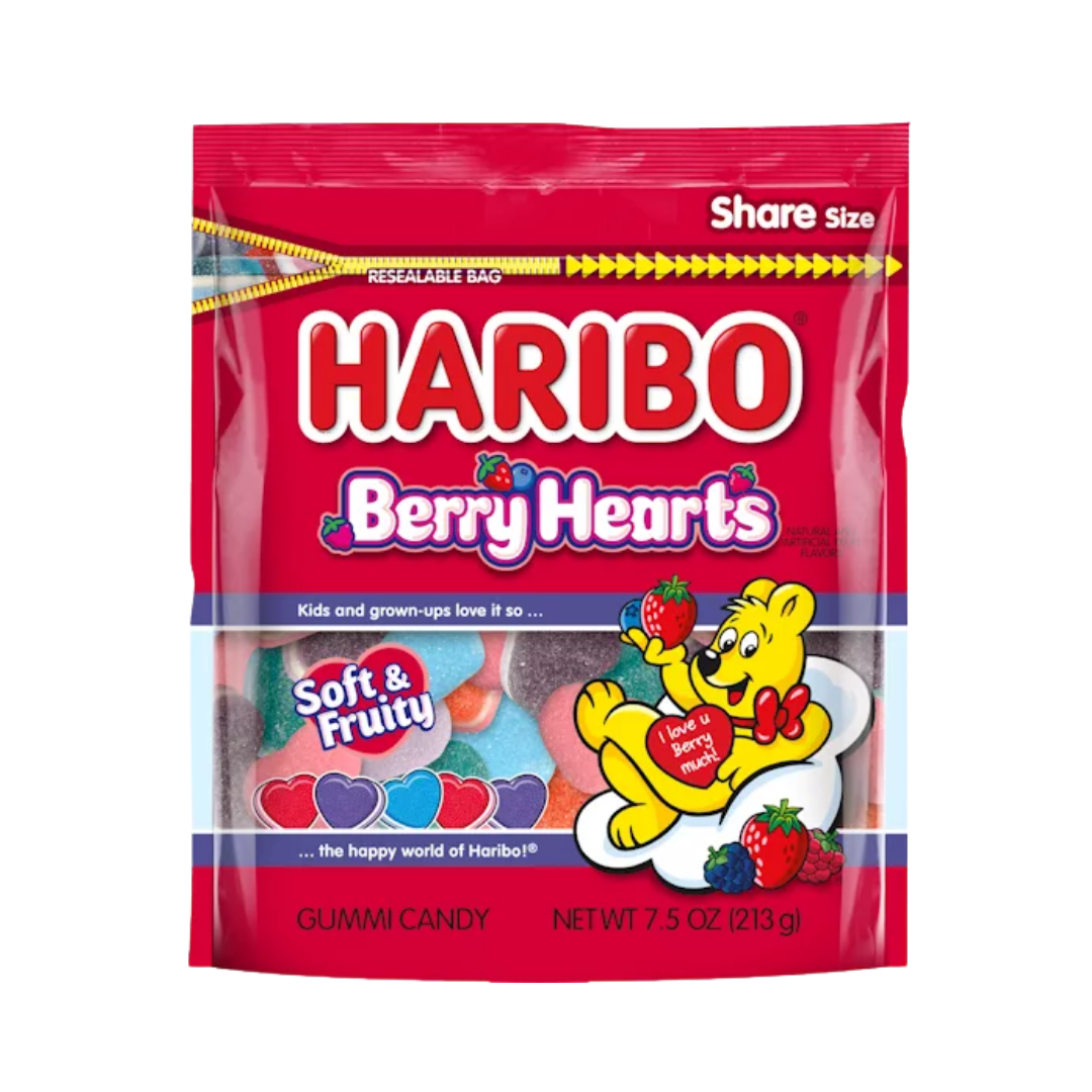 Haribo Berry Hearts Gummy Candy Share Size Bag (7.5oz) by Farmacias Savia