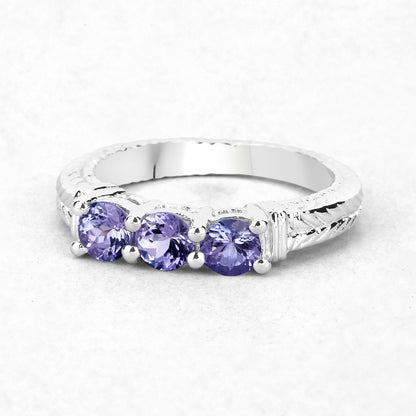 1.11 Carat Genuine Tanzanite .925 Sterling Silver Ring by Bids.com
