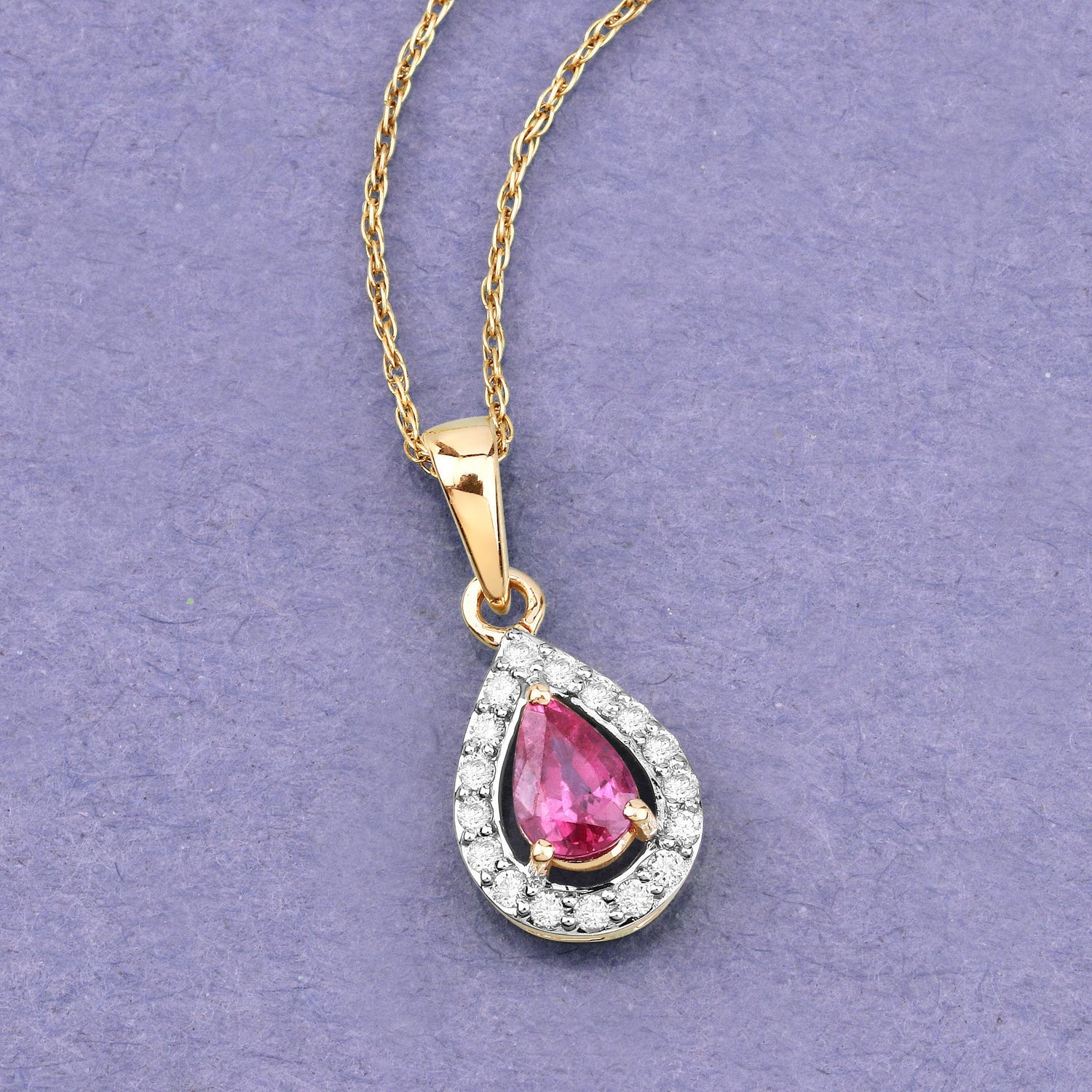 1.03 Carat Genuine Ruby and White Diamond 14K Yellow Gold Pendant by Bids.com