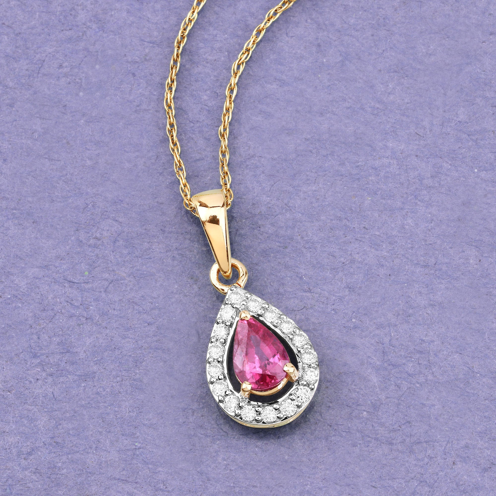 1.03 Carat Genuine Ruby and White Diamond 14K Yellow Gold Pendant by Bids.com