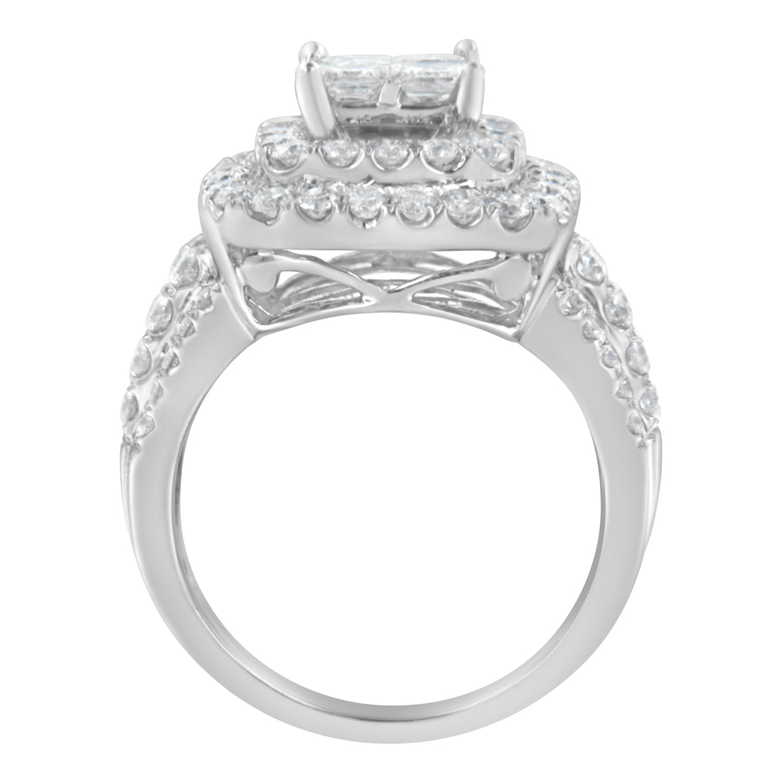 14KT White Gold Round and Princess Diamond Ring (2 1/4 cttw, H-I Color, SI1-SI2 Clarity) by Bids.com