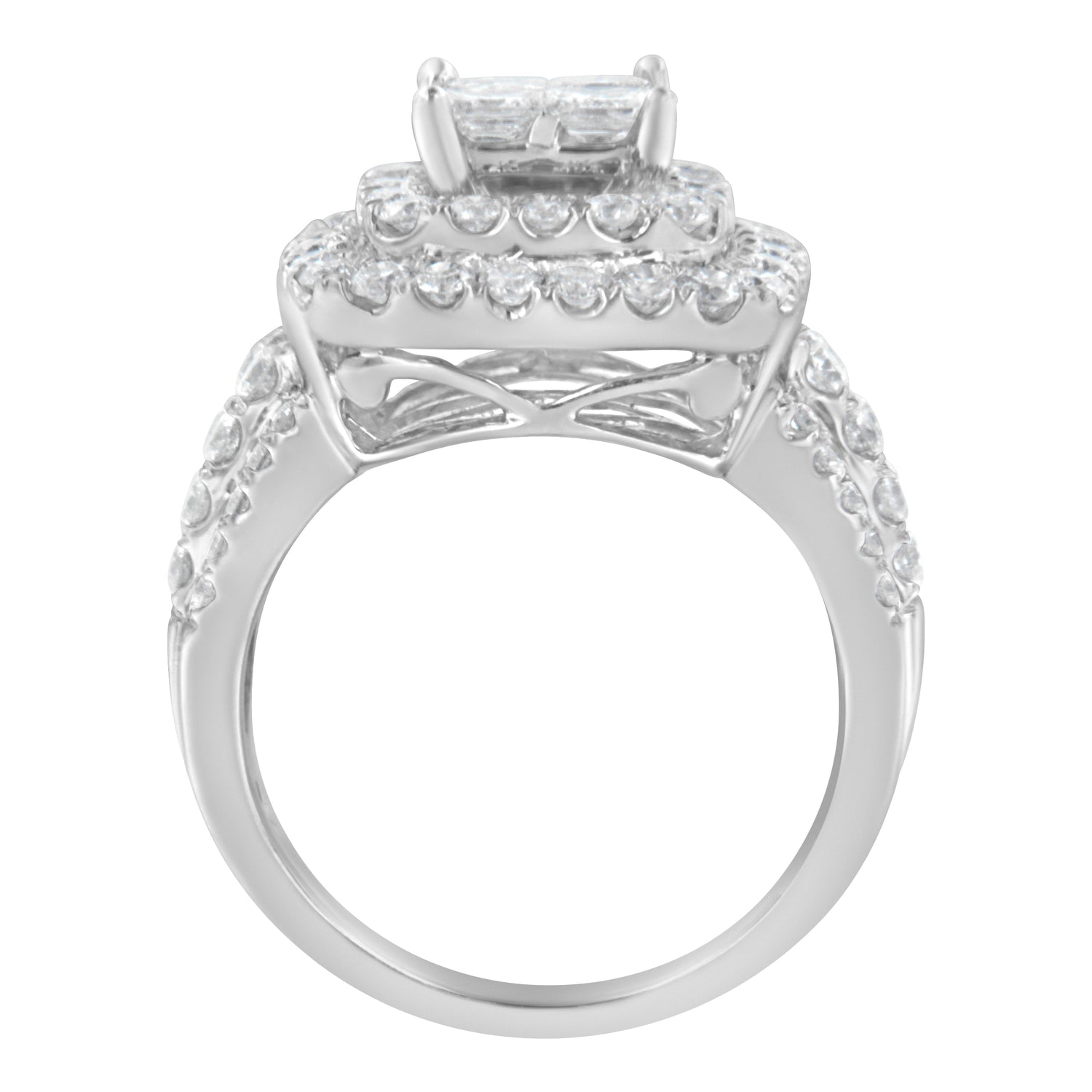 14KT White Gold Round and Princess Diamond Ring (2 1/4 cttw, H-I Color, SI1-SI2 Clarity) by Bids.com