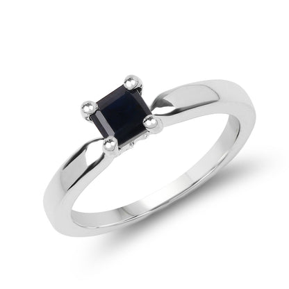0.63 Carat Genuine Black Sapphire .925 Sterling Silver Ring  DestGlow