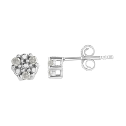 .925 Sterling Silver 1/10 cttw Prong Set Round-Cut Trio Diamond Stud Earrings (I-J Color, I3 Clarity) by Bids.com
