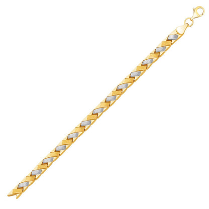 14k Two-Tone Gold Fancy Weave Bracelet with Contrasting Finish by Bids.com