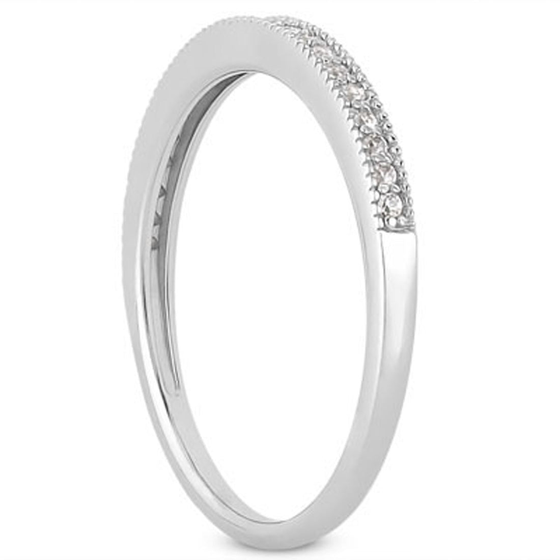 14k White Gold Diamond Micro Pave Diamond Milgrain Wedding Ring Band by Bids.com