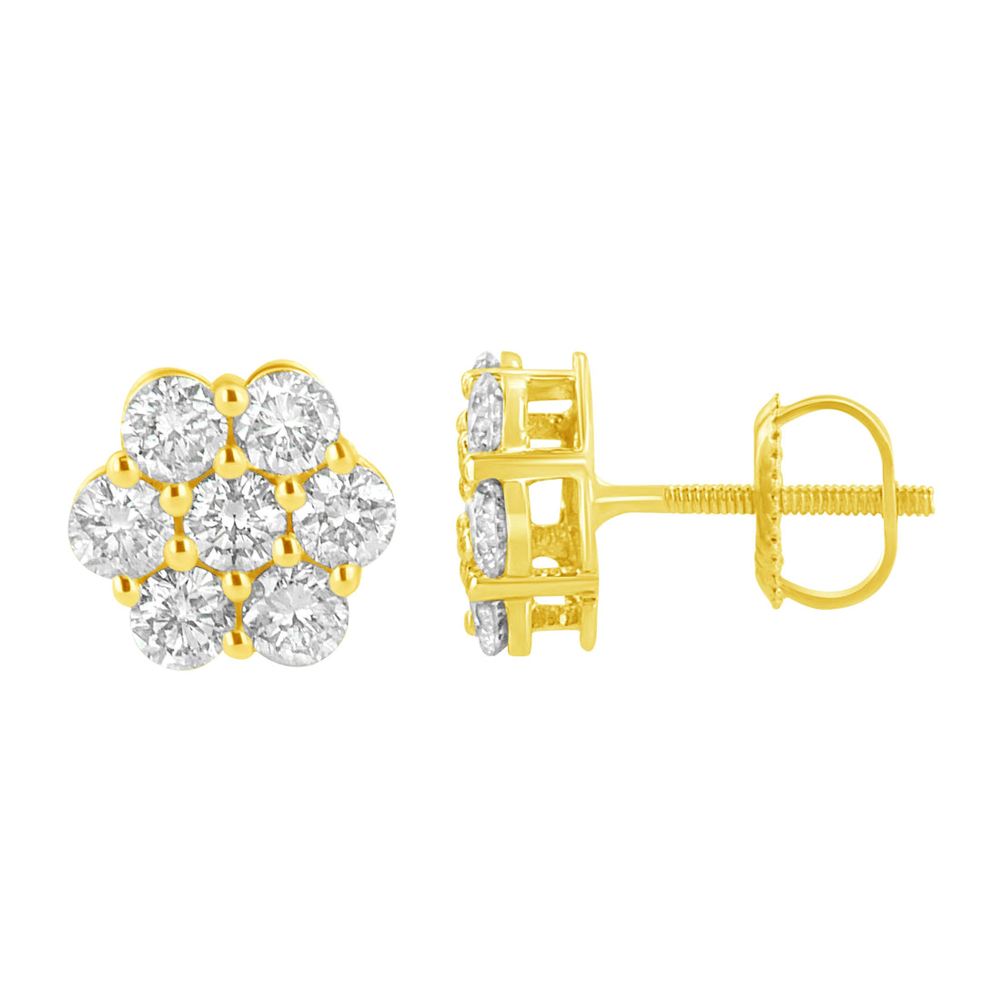 14K Yellow Gold 1.0 Cttw Diamond Flower Earring (J-K Color, I1-I2 Clarity) by Bids.com