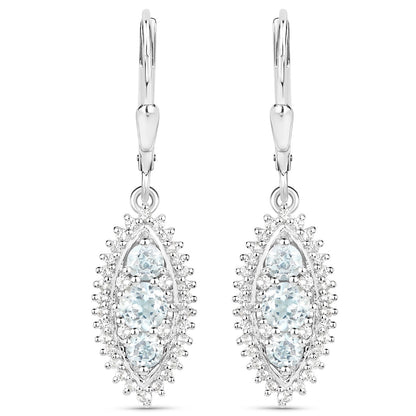 4.50 Carat Genuine Blue Topaz and White Topaz .925 Sterling Silver 3 Piece Jewelry Set (Ring, Earrings, and Pendant w/ Chain) by Bids.com