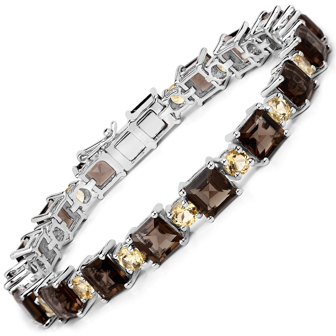 23.46 Carat Genuine Smoky Quartz and Citrine .925 Sterling Silver Bracelet by Bids.com