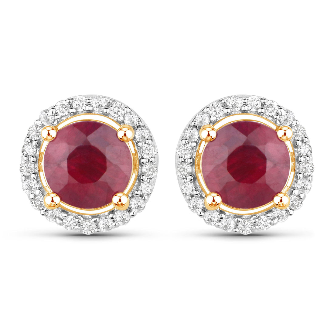 1.22 Carat Genuine Ruby and White Diamond 14K Yellow Gold Earrings by Bids.com