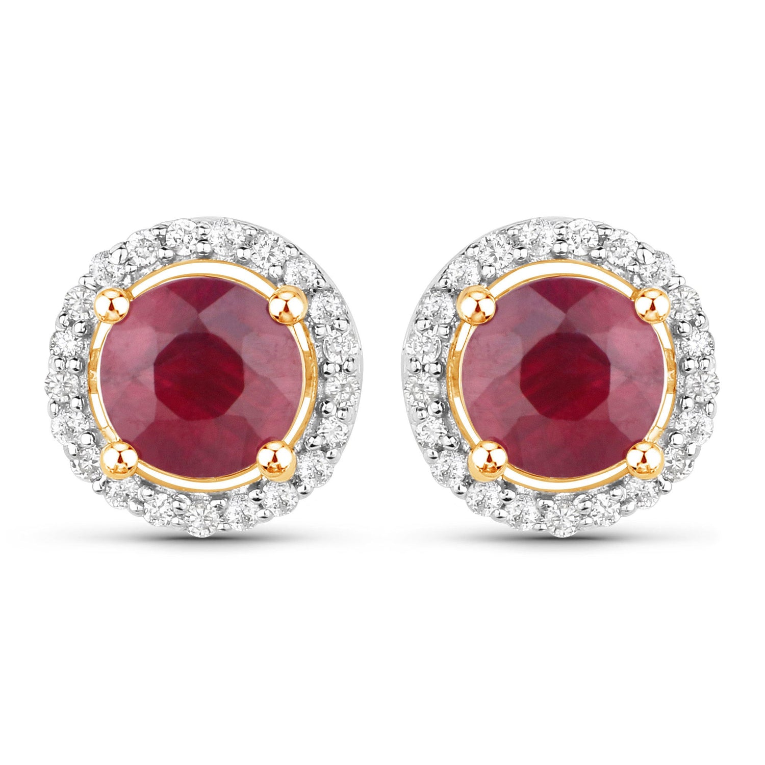1.22 Carat Genuine Ruby and White Diamond 14K Yellow Gold Earrings by Bids.com