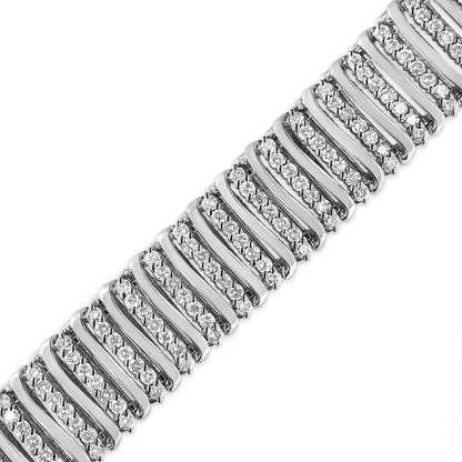 .925 Sterling Silver 8 1/2 Cttw Diamond 7 Row Chevron "S" Curved Link Tennis Bracelet (I-J color, I1-I2 clarity) - 7.25" by Bids.com