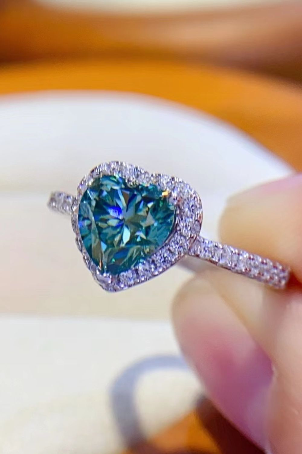 1-Carat Green Sparkala™ Heart Ring (Platinum Over Pure Sterling Silver) by Sparkala