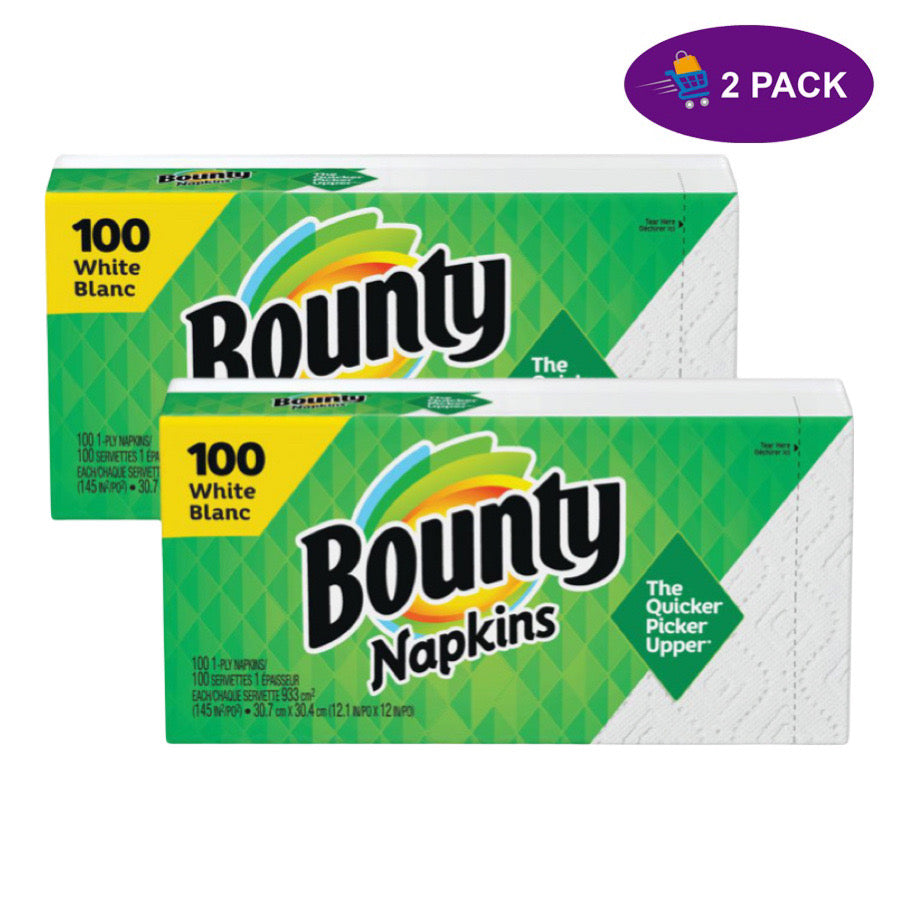 Bounty Quilted Napkins - 1 Ply - 12.10" X 12" - White - Paper - Soft - 100 / Pack 