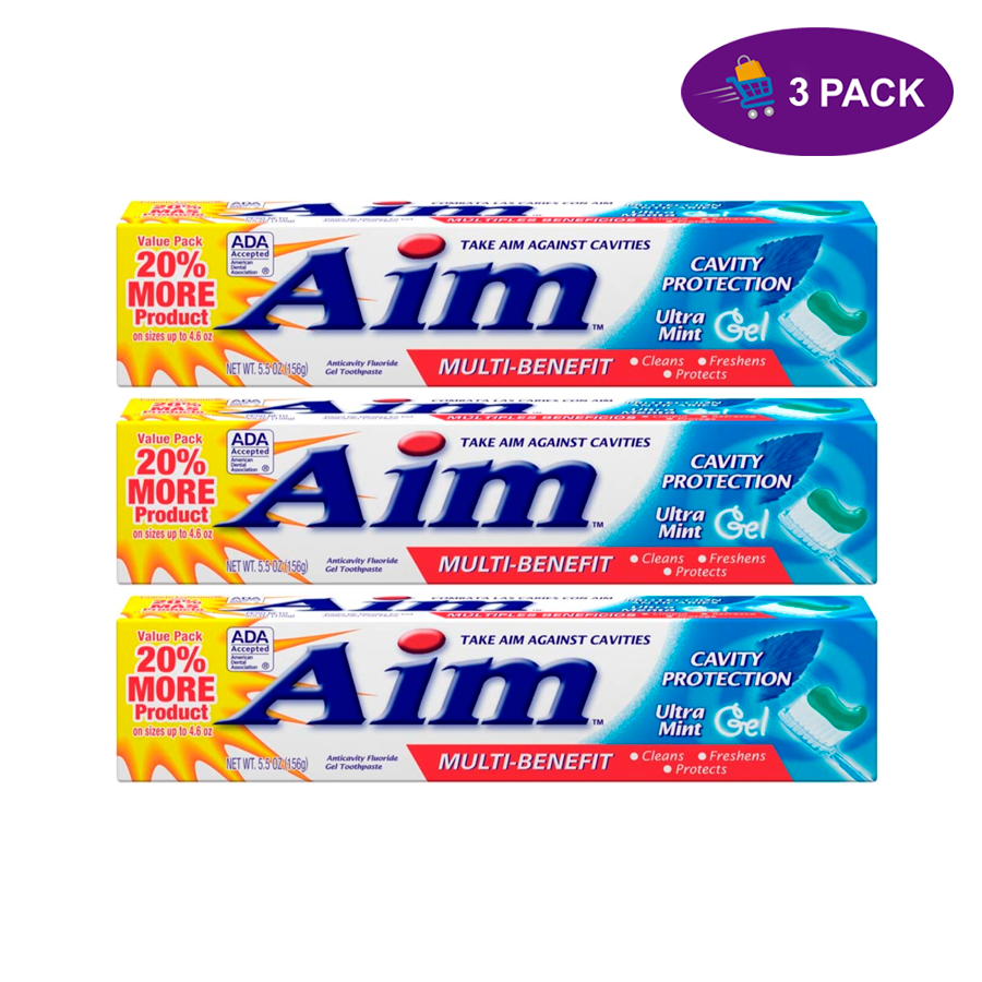 Aim Cavity Protection Ultra Mint Gel Toothpaste Value Pack, 5.5 Oz by Pasteur Pharmacy