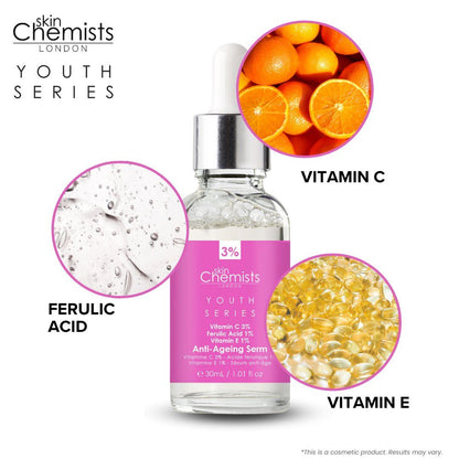 Anti-Ageing Serum Vitamin C 3%, Ferulic Acid 1%, Vitamin E 1% 30ml by skinChemists US