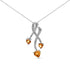 .925 Sterling Silver 3-Stone Heart Shape Citrine and Diamond Accent Spiral Drop 18" Pendant Necklace (H-I Color, SI1-SI2 Clarity)  DestGlow