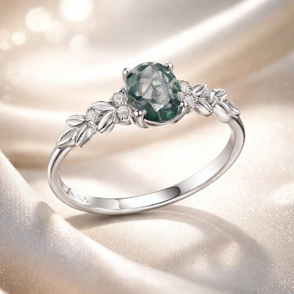 925 Sterling Silver Agate and CZ Pendant Ring Size 6 for Women by Bids.com